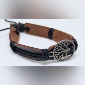 Men's bracelet leather tree of life jewelry new d92‎